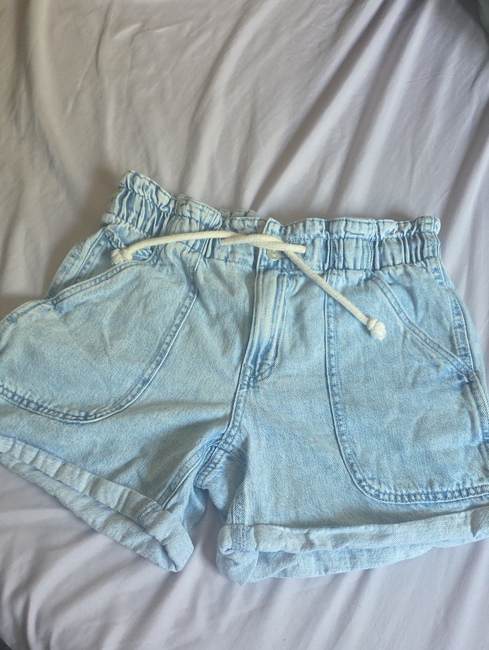 Maurices Light Blue Denim Drawstring Women's Shorts